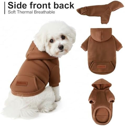 2 Pack Dog Hoodie Warm Hood Dog Sweater Cold Weather Small Dogs Sweatshirt Comfort Pet Clothes for Small Medium Dogs with Pockets Cats Chihuahua Clothes for Male Female Girl Boy Sporty Daily Wear