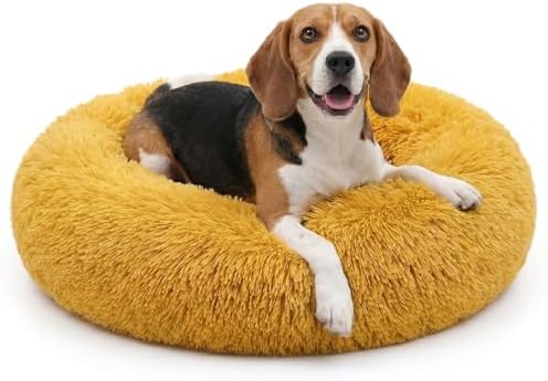 nononfish Soft Plush Dog Bed,Calming Round Pet Bed for Small Dogs