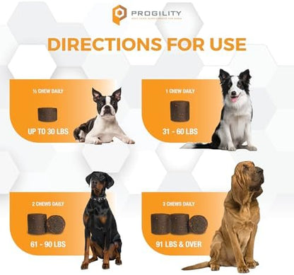 Progility Hip & Joint Glucosamine Supplement for Dogs, Chondroitin & MSM