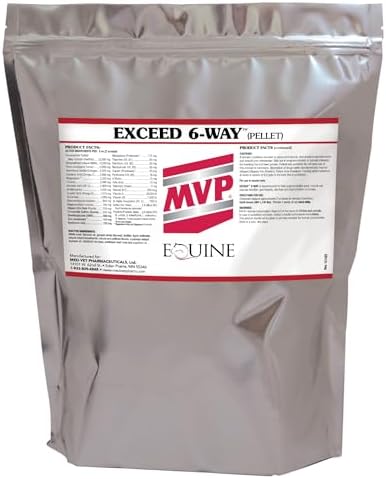 MVP Exceed 6-Way High Level Performance Horse Support Pellets. Joint, Hoof, Hair, Gastric, Digestion and Muscle Support (16lb).