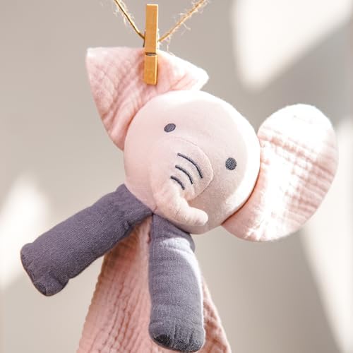 lulumoon Elephant Baby Security Blanket: Skin-Friendly Muslin Snuggle Lovey