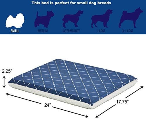 MidWest Homes for Pets Quiet Time Couture Paxton Dog Bed, Blue & Fleece with Removable Pillow Cover, Blue, 24"