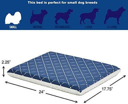MidWest Homes for Pets Quiet Time Couture Paxton Dog Bed, Blue & Fleece with Removable Pillow Cover, Blue, 24"