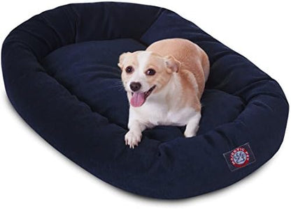 Majestic Pet Micro Velvet Dog Bed, 32 Inch Medium, Round, Washable, Navy