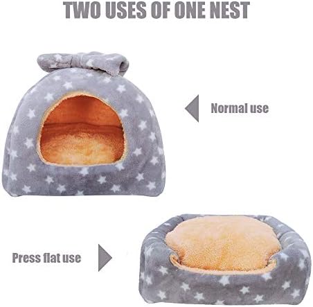 HOMEYA Small Animal Pet Bed, Sleeping House Habitat Nest for Guinea Pig Hamster Hedgehog Rat Chinchilla Hideout Bedding Snuggle Sack Cuddle Cup Cage Accessories with Removable Washable Mat- XL(Grey)