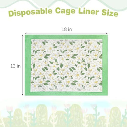 Fhiny 100 PCS Disposable Guinea Pig Pee Pads, 13'' x 18'' Super Absorbent Rabbit Cage Liner Odor Control Small Pet Cage Training Pads for Rabbit Bunny Ferret Cat Puppy and Other Small Animals