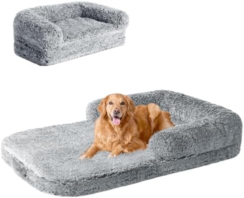 EHEYCIGA Foldable XXL Dog Bed for Large Sized Dog - 54x38x7.5, Grey