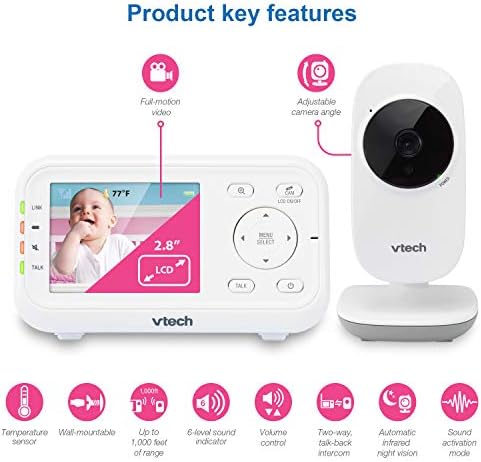 VTech VM3252 No WiFi Video Baby Monitor, 2.8" Screen