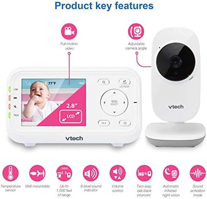 VTech VM3252 No WiFi Video Baby Monitor, 2.8" Screen
