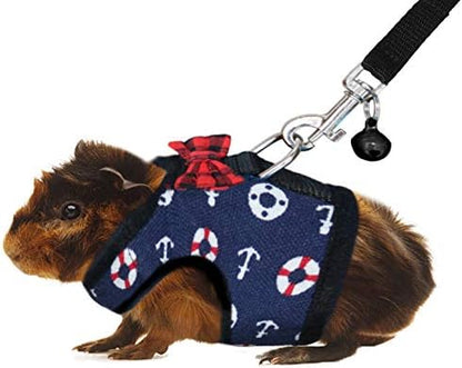 Rypet Ferret Harness and Leash - Soft Mesh Small Pet Harness with Safe Bell, No Pull Comfort Padded Vest for Guinea Pig, Hamster, Rats and Similar Small Animals
