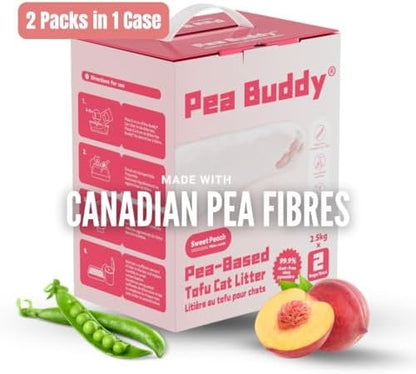 Pea Based Tofu Cat Litter, Dust Free Cat Litter, Low Tracking, and Natural Odor Control, Flushable (2 Bags, Sweet Peach)