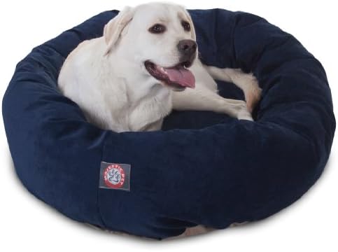 Majestic Pet Micro Velvet Dog Bed, 40 Inch Large, Round, Washable, Navy
