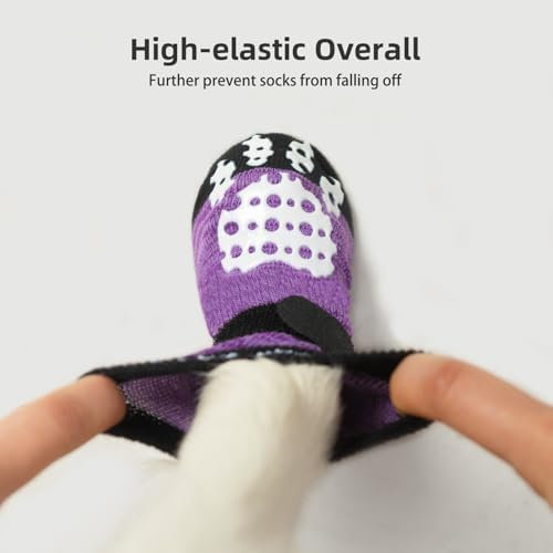 PUPTECK Anti-Slip Dog Socks with Double Sides Grips for Small Medium Large Dogs Hardwood Floors Prevents Licking, Dog Shoes for Hot Pavement Traction Control Paw Protector for Senior Dogs
