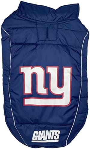 NFL New York Giants Puffer Vest for Dogs & Cats, Size Small. Warm, Cozy, and Waterproof Dog Coat, for Small and Large Dogs/Cats. Best NFL Licensed PET Warming Sports Jacket