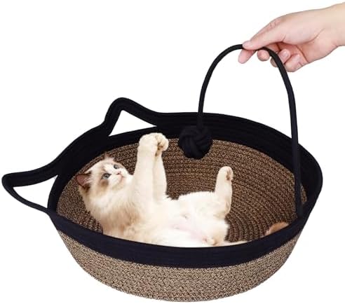 Cat Bed, Cotton Rope Instinct Basket for Cats, Handwoven Cat Beds
