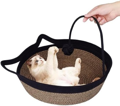 Cat Bed, Cotton Rope Instinct Basket for Cats, Handwoven Cat Beds