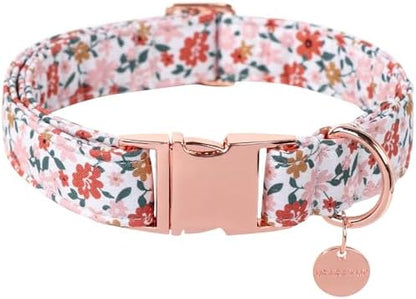 Dog Collar for Summer,Little Flower Dog Collar,Cotton Puppy Collar with Adjustable Buckle for Small,Medium,Large Girl Boy Dog