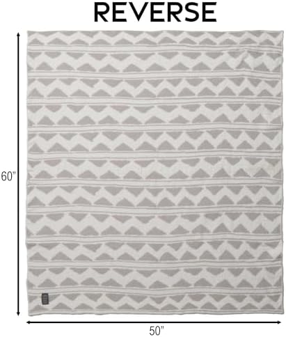 Carstens, Inc. Luxury Soft Stretchy Reversible Plush Throw Blanket, Large 50" x 60", Western Grey Stripe Aztec