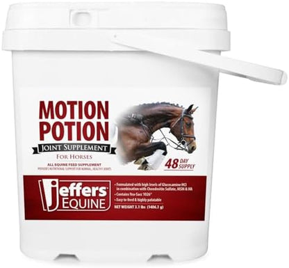 Jeffers Motion Potion Horse Joint Supplement Pellets – Glucosamine HCL, MSM, Chondroitin, Hyaluronic Acid, Vitamin C & E, Daily Equine Support for Senior & Active Horses – 3.1, lbs 48 Day Supply