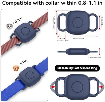 Waterproof Dog Collar Holder for Life360 Tile Mate Tracker, 2-Pack Durable Silicone Cover, Anti Lost for Life 360 Tile Tracker Case for Cat & pet Collars, Easy Installation, Lightweight, Navy Blue