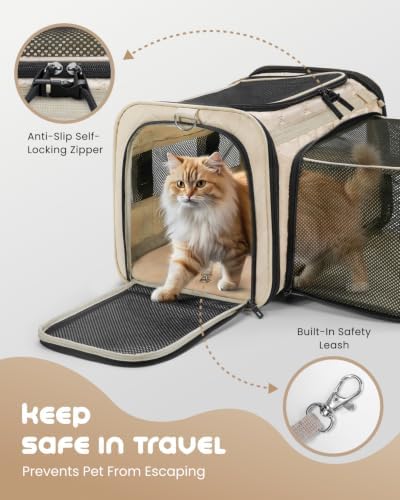 MIDOG Soft Cat Carrier Airline Approved, Expandable for Cats Up to 15lbs