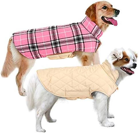 MIGOHI Reversible Dog Jacket with Leash Hole,Pink,S