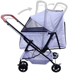 Pet Stroller (4 Wheels for Cats and Dogs) with Reversible Handle for Small and Medium Pets up to 33 lbs.Silver