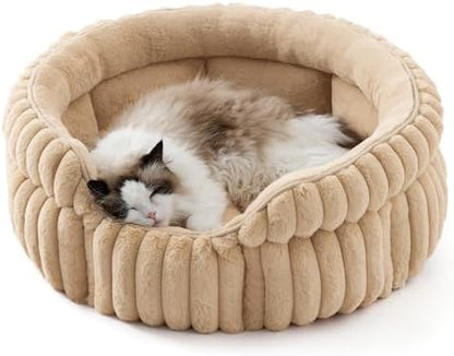 Bedsure ComfyFleece™ Washable Cute Large Cat Bed,Soft Round Puppy Bed,23in