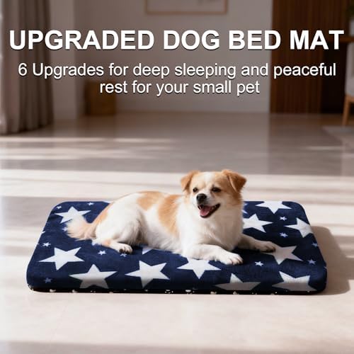 Dog Crate Pad Washable Cat Dog Pet Bed for Crate kennel Small Mat 24in Blue