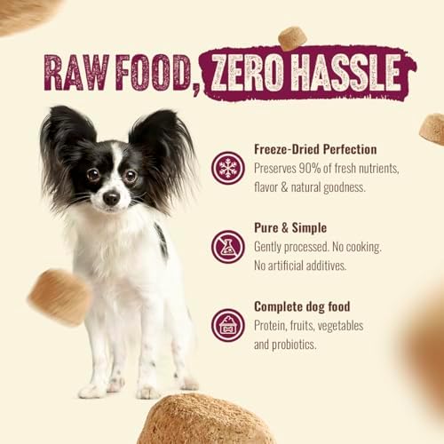 Natural Farm Freeze-Dried Red Meat Morsels for Dogs – 96% Raw Beef, Organs & Pork, Complete Meal or Food Topper, Grain-Free, Gluten-Free, Probiotics for Digestion, All Life Stages – 3.5oz Bag