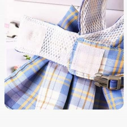 Rabbit Harness and Leash for Walking Escape Proof - Cute Skirt Mesh Breathable Bunny Vest Harness Outdoor Camping Hiking Training - Also Suit for Ferret Kittn Puppy Small Animals (Small,Blue)