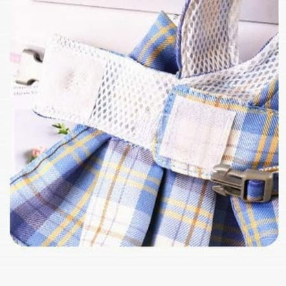 Rabbit Harness and Leash for Walking Escape Proof - Cute Skirt Mesh Breathable Bunny Vest Harness Outdoor Camping Hiking Training - Also Suit for Ferret Kittn Puppy Small Animals (Small,Blue)