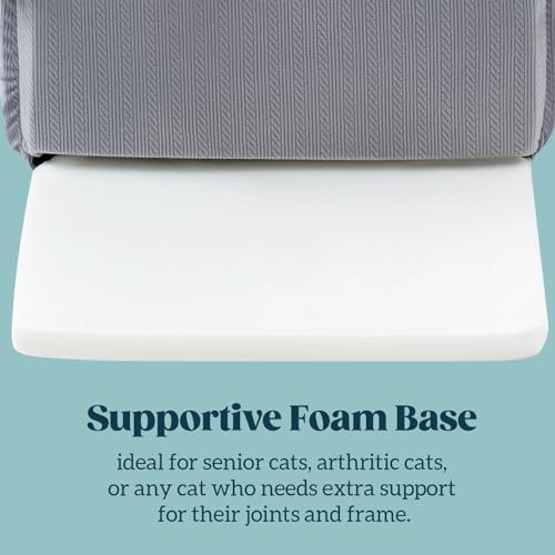 Pelzin Cat Houses for Indoor Cats - Large Cat Cave Bed with Removable Support Foam and Washable 2-Side Mat - Covered Cat Bed for Cat Hideaway - Enclosed Cat Hideout for Kitten and Small Pet, Grey
