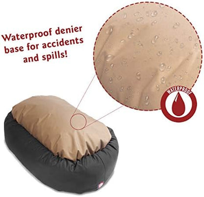 Majestic Pet 52-Inch Calming Donut Dog Bed – XL Washable Round Pet Bed with Sherpa Top – Orthopedic Spine Support for Head & Neck – Soft Poly-Cotton Fluffy Cuddler for Extra Large Dogs, 52x35x11, Gray