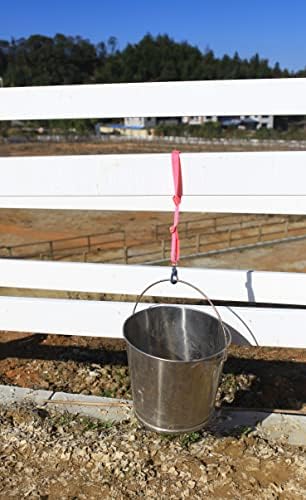 T TEKE Adjustable Heavy Duty Bucket Strap Hanger with Easy-on Hook (4 Pack), for Hay Nets, Buckets and Other Feeders
