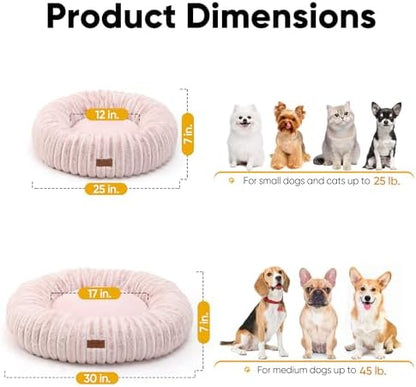 FUKUMARU Small Dog Bed, 25" Orthopedic Dog Bed for Puppies, Donut Cat Beds