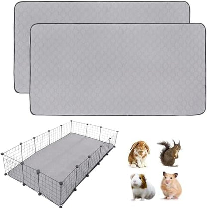 Guinea Pig Cage Liners, 36''X60'' Washable Guinea Pig Pee Pads, Non Slip Reusable Super Absorbent Guinea Pig Training Mat Bedding Fleece for Small Animals Hamster Rabbit Chinchilla Rat, 2Pack