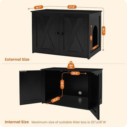 Dwanton Cat Litter Box Enclosure, Hidden Litter Box Furniture, 27.6 Inches