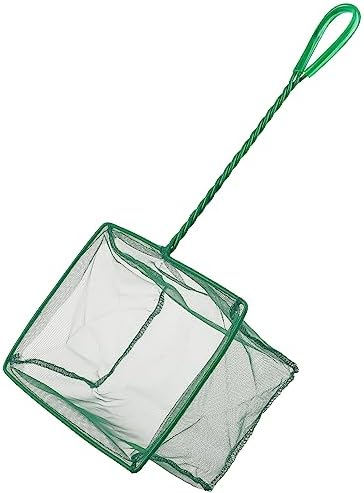 Pawfly Aquarium Fish Net with Braided Metal Handle Square Net with Soft Fine Mesh Sludge Food Residue Wastes Skimming Cleaning Net for Fish Tanks Small Koi Ponds and Pools