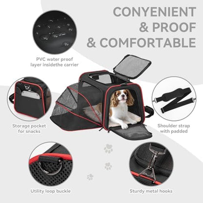 Petsfit Medium Expandable Cat Carrier for Air Travel, Up to 13 lb
