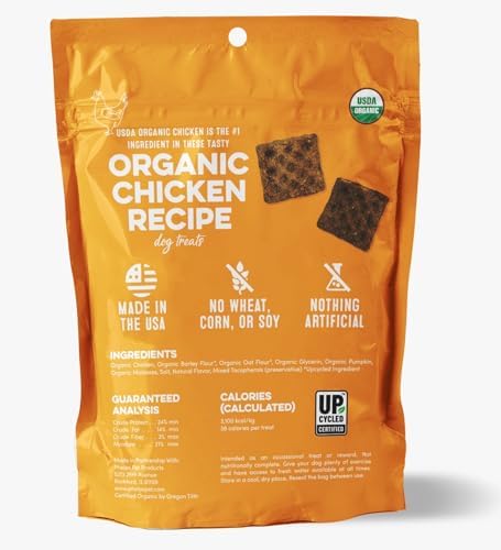 Organic Dog Treats, Sweet Potato, Chicken Flavor, 4 Ounces, USDA Organic, Made in USA, for All Breeds and Ages, Training