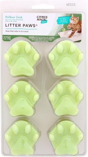 Citrus Magic Pet Odor Control Paws for Litter Boxes, Outdoor Fresh, 6 Count (Pack of 6)