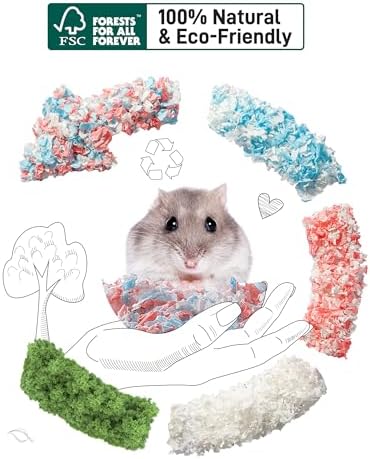 BUCATSTATE Hamster Bedding 50L, 99% Dust-Free Guinea Pig Bedding Odor Control Paper Bedding, Cozy Small Animal Bedding for Rabbit Rat Syrian Dwarf Hamsters Gerbils (Confetti)