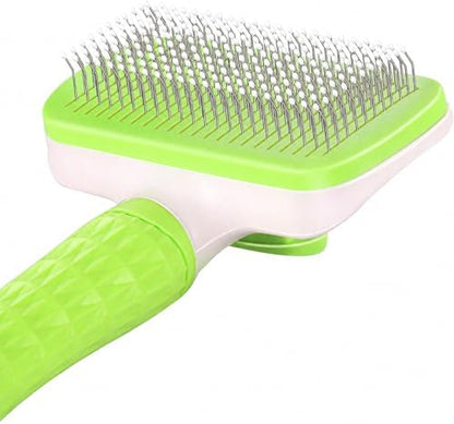 Versatile Pet Grooming Brush and Deshedding Tool - Gently Removes Loose Undercoat for Cats and Dogs, Suitable for Pet Massage (Green Light)