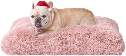 EHEYCIGA Fluffy Dog Crate Bed for Medium Dogs, Plush Crate Pad, Pink