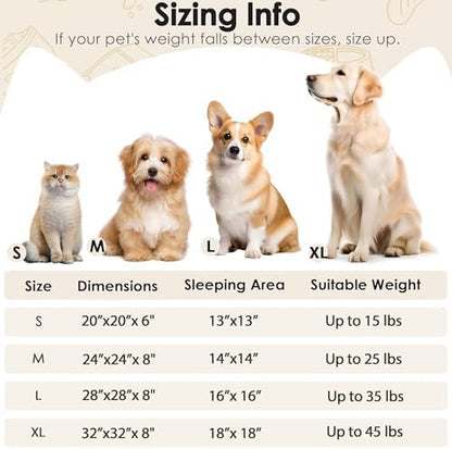 Hoewina Dog & Cat Bed, 20in Cat Beds for Indoor Cats (Light Brown)