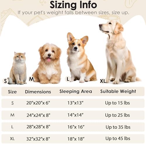 Hoewina Dog & Cat Bed, 20in Cat Beds for Indoor Cats (Light Brown)