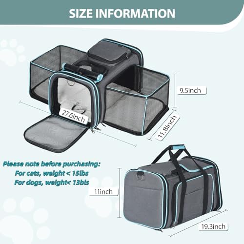 Pesen Expandable Dog and Cat Carrier, Airline Approved, Soft-Sided