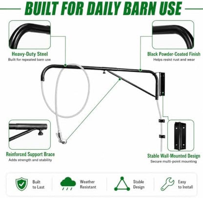 Swinging arm Horse Wash Attachment - Wall-mounted Spray Boom Preventing Tangling and Trampling While Washing Your Horse. Hose Not Included, Fits Standard Garden Hose