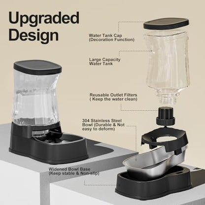 Automatic Dog Water Dispenser, Stainless Steel Bowls Feeder, 100% BPA-Free